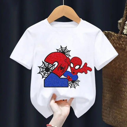 Marvel Summer Children's 100% Cotton T-Shirt Soft Fabric Cartoon Version Spider-Man Digital Printing Suitable for Boys and Girls