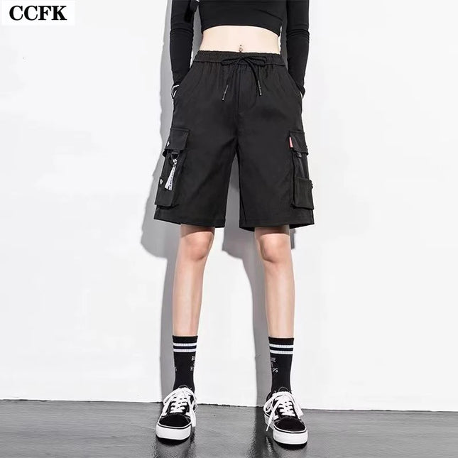 Techwear Women's Military Cargo Shorts Summer Multi Pocket Shorts Joggers Harajuku Casual Fitness Work Pants Grunge 2023 Beach