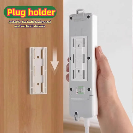Wall Mounted Self Adhesive Power Strip Fixer Removable Cable Organizer Desktop Socket Holder for Office Home