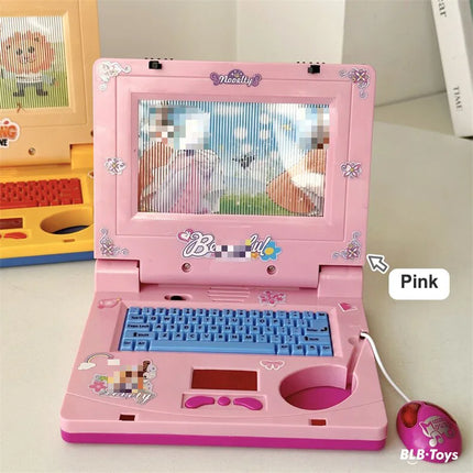 Simulation Laptop Toy Light Music Cartoon Children's Early Education Enlightenment Computer with Mouse Children's Birthday Gift