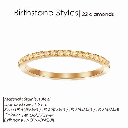EManco Rhinestone Birthstone Stainless Steel Ring Luxury Jewelry Gift 12 Zodiac Sparkling Rings for Women Wholesale US5/6/7/8