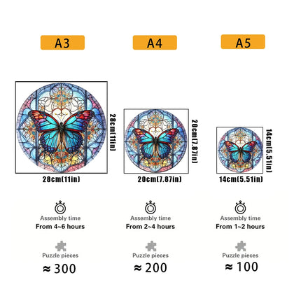 Sunflower Butterfly Jigsaw Wood Puzzle, Difficult To Play Irregular Animal Fragment Puzzle, for Adults Relieve Stress  Gift