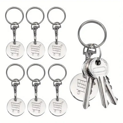 1/3PCS Trolley Tokens Keychains Universal Small Metal Stainless Steel Portable Shopping Cart Tokens Key Ring Ornament Decoration