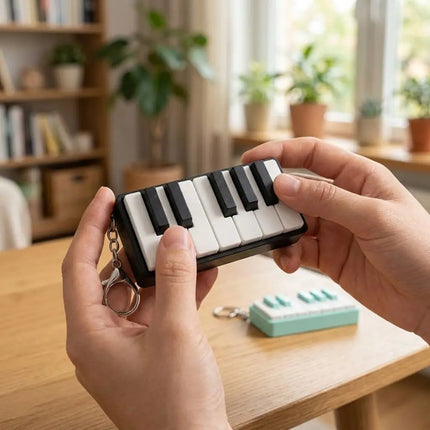 3D Printed Piano Stress Clicker Keychain Novelty 12-key Press Piano Keyboard Clicker Plastic Click Sound Effect