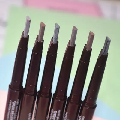 Double Ended Eyebrow Pencil Rotatable Triangle Eye Brow Pen Sweatproof Waterproof Smooth Lasting Beauty With Brush Makeup Tool