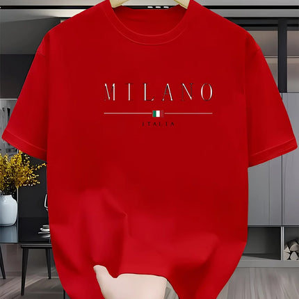 Summer men's casual loose pattern printed sports comfortable round neck short sleeved T-shirt top