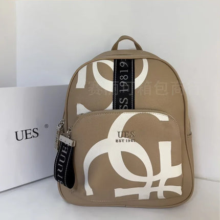 Fashionable Casual Printed Backpack Street Style Waterproof Unisex Travel Bag Geometry Pattern Dual Shoulder Straps Backpack