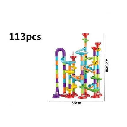 Marble Run Race Track Building Blocks Kids 3D Maze Ball Roll Toy DIY Marble Run Race Coaster Set 80/105/109/133pc Christmas Gift