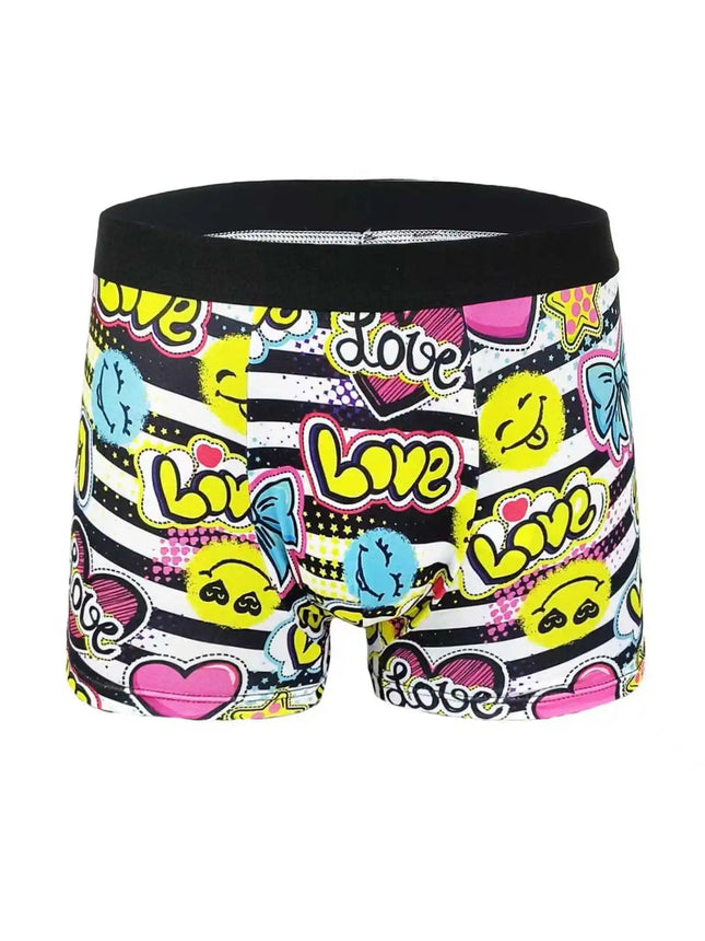 Men's Fun Graffiti Printed Boxer Shorts Random 5-Piece Set, Trendy, Personalized, Comfortable and Breathable Four-Corner Pants