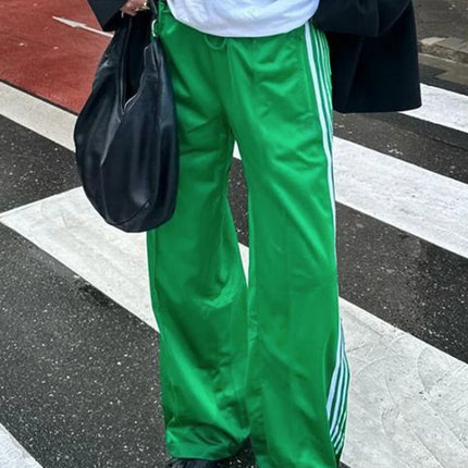 Women's Striped Y2K Pants - Loose Drawstring Sweatpants / Pantalon Femme Rayé Y2K - Jogging Ample Cordon