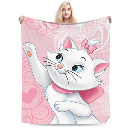Aristocats Marie Cat Knitted Blankets Pink Wool Throw Blanket Summer Air Conditioning Portable Soft Warm Bedspread