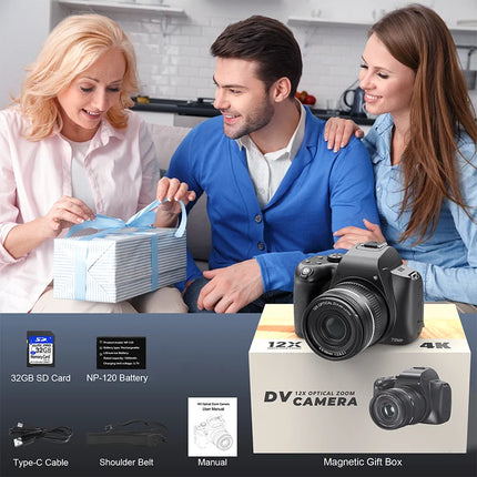 4K Digital Camera Professional photography 12X Optical Zoom 72MP Auto-Focus WIFI Flash Light For Tiktok Ins Youtube Webcast