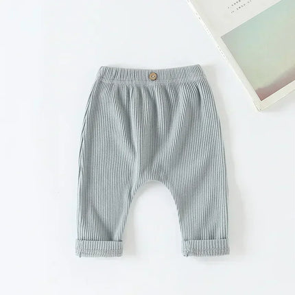 Baby Solid Leggings Girls All-match Striped Skinny Pants Kids Cotton Elasticity Slim Pants Newborn Boy Stretch Trousers