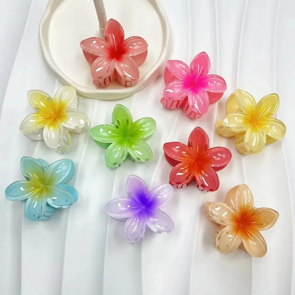 Hawaiian Gradient Hair Clips Flower Hair Claws Big Size Fashion Head Wear Hairpin for Women Girls Crab Barrette Hair Accessories