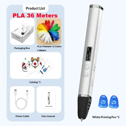 3D Printing Pen Competition Level OLED Display Professional 3D Print Pen With PLA Filament 3D Doodling Making Detachable Design