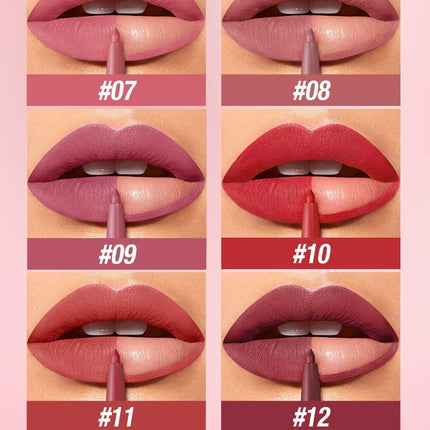 12-color Matte Lip Liner Waterproof Plumping Stain Lipstick Natural Nude Pink Lip Liner Professional Outline Lips Contour Makeup