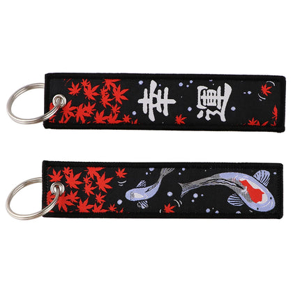 Japanese Van Gogh Art Waves Key Tag Keychains Women Koi Fish Keychain for Car Motorcycles Keys Keyring Men Holder Jewelry Gifts