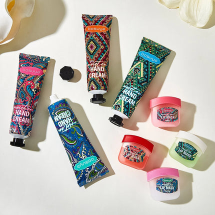 8-piece Lipstick + Hand Cream Set, Fruit Flavor, Long-lasting Hydration, Light and Non-Greasy, Daily Care, Christmas Gift