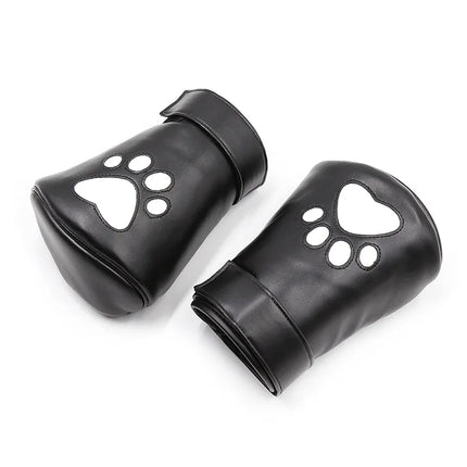 Leather Puppy Play Dog Glove Dog Paw Print Padded Fist Mitt Fetish BDSM Bondage Slave Roleplay Glove with Dog Tail Plug Sex Toys