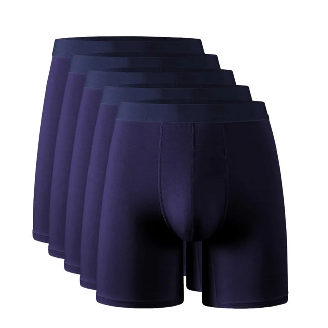 5pcs95% Bamboo Fiber 5% Spandex Men Length Long Leg Boxer Classic Design Comfortflex Waistband Underwear Man Sports Plus Size