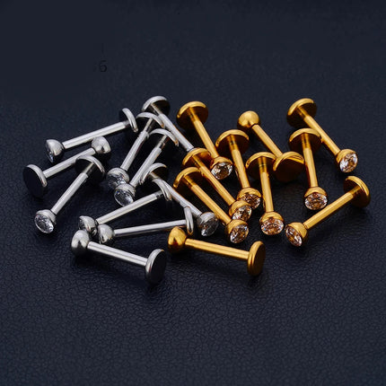 10pcs 20/18/16g G23 Titanium Piercing CZ Lip Labre Earrings set Lip Stud Ring Tragus Free Spiral Cartilage Jewelry For Women