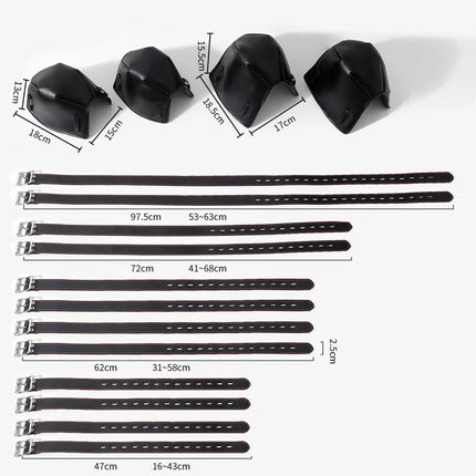 BDSM Leather Bondage Restraints Straps with Luxe Puppy Cosplay Dog Mask Hood for Fetish Slave Binding Erotic Costume