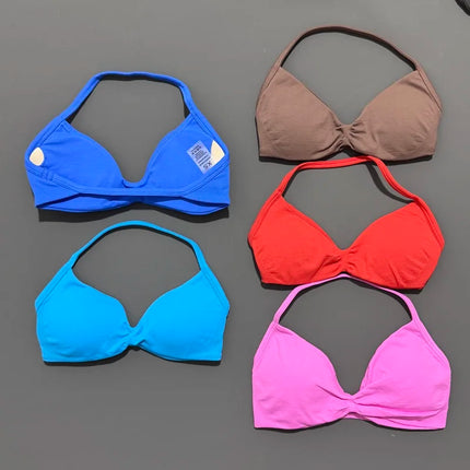 HISTELLO Impact Strappy Bra Gym Top Women High Support Thin Strap Halter Sports Seamless Bras Scrunch Push-up Workout Yoga Tanks