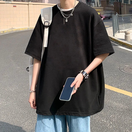 Men's Cotton T-shirts White Men's Casual Summer Wear Oversized T Shirt Solid Tee Shirts for Men 5XL Big Size Male Clothes