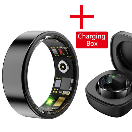 R99 Stainless Steel Stylish Smart Ring Men Women IP68 Waterproof Heart Rate Blood Oxygen Monitor Finger Ring Health Tracker Bkii