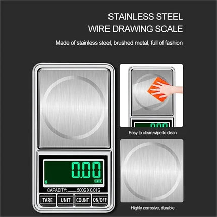 Portable Mini Pocket Jewelry Scale USB Rechargeable Digital Electronic Jewelry Scale High Precision Mini Portable LED Balance