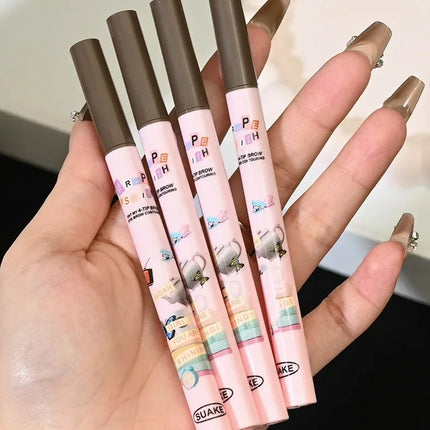 4 Colors Eyebrow Pen Waterproof 4 Fork Tip Eyebrow Tattoo Pencil Cosmetic Long Lasting Natural Dark Brown Liquid Eye Brow Pencil