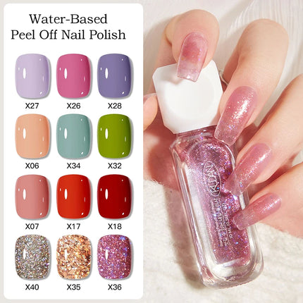 1PC 10ml Glass Bottle Water-Based Peel Off Nail Polish For Nails Colorful Chrome Varnish  Nail Art DIY Manicure No Need Lamp