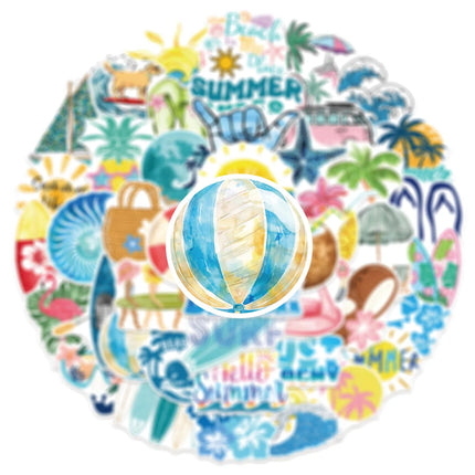 50/100PCS Cartoon Fresh Summer Beach Surfing Graffiti Stickers Graffiti Stickers Car Decoration Stationery Notebook Stickers