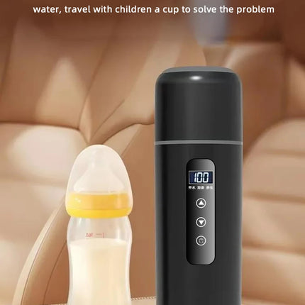 Electric kettle 12V 24V portable car heating cup 500 ml travel heating smart stainless steel insulation artifact OLED display