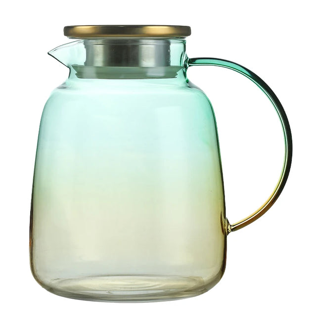HeY LiLac 1.5L Glass Pitcher With Lid Glass Teapot with Infuser Thickened Heat Resistant Borosilicate Glass Water Jug Carafe