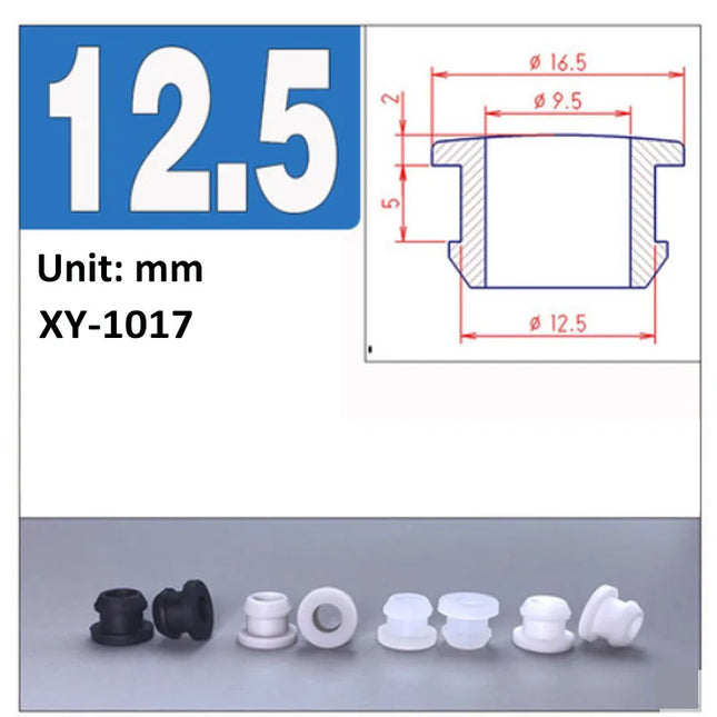 Black Silicone Rubber Snap-on Grommet Hole Plugs End Caps Bung Wire Cable Protect Bush 4.5mm-30mm