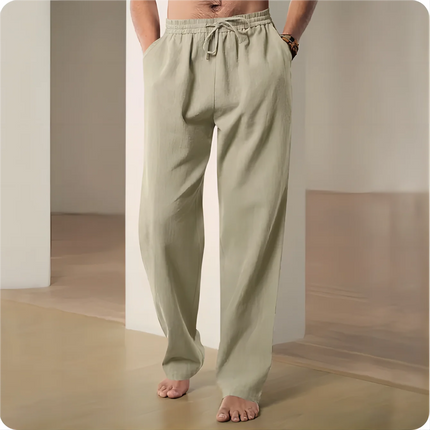 2025 New Men Spring Summer Quality Trousers Mens Cotton Hemp Breathable Comfortable Casual Home Straight Pants Linen Men's Pants
