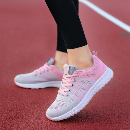 Women Casual Shoes Breathable Walking Mesh Lace Up Flat Shoes Sneakers Women Tenis Feminino Pink Black White