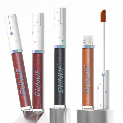 DUNUF 6 pcs set pearlescent metallic color long lasting lip gloss waterproof sweatproof non-stick lipstick