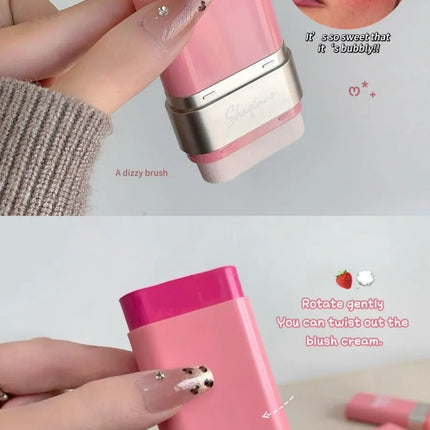 SHAQINUO Large-capacity High Color Rotating Blush Cream Stick 13g Moisturing Natural Long-lasting Waterproof Non-Removing Blush