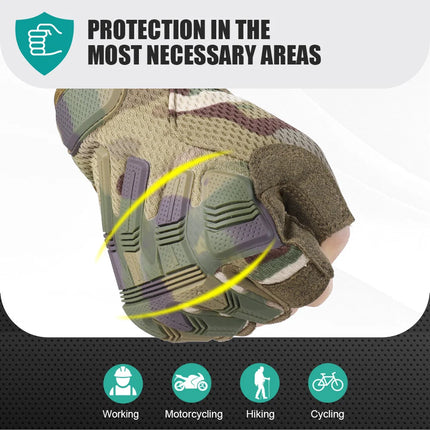 Tactical Half Finger Gloves Outdoor Sport Cycling Hunting Shooting Camping Hiking Combat Bicycle Non-slip Shock-proof Gear Men
