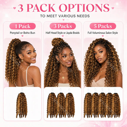 12A P4/27 Burmese Curly Human Hair Pre-Separated Knotless  Highlight Pixie Curls Feather Crochet Miracle Knots Hair Extensions