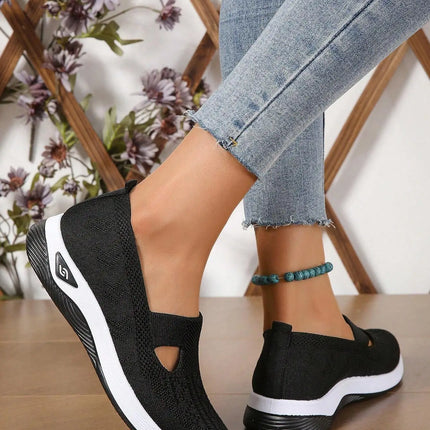 Women's shoes Solid Color Breathable Sneakers, casual sneaker women's summer sneakers, Low-top Knitted Casual Shoes Mom Shoes