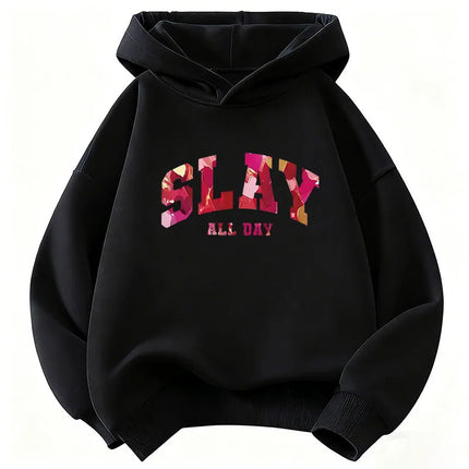 Y2k Slay All Day Letter Printed Kids Hoodie Children's Sweatshirt Hoody for Boys Girls Casual Hoodies Hip Hop Clothes