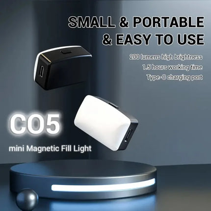Mini Magnetic LED Selfie Light for IPhone Samsung IPad Mobile Phone Clip Ring Flash Fill Video Photo Ringlight Photography Lamp