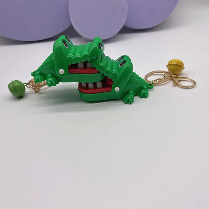 Funny Cute Cartoon Mouth Tooth Alligator Hand Keyring Children's Toy Biting Crocodile Game Keychain Women Men Gift Bag Pendant