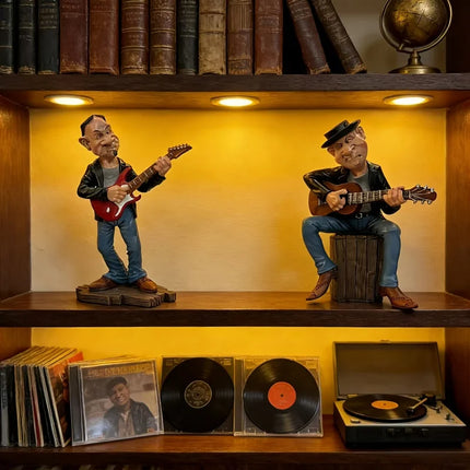 Whimsical Guitarist Statue Ornament，Hand-painted Resin Musician Decorative Figurine，Exquisite Interior Decoration Items