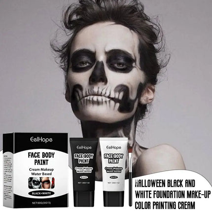 Halloween Black And White Makeup Foundation Cream Concealer White Halloween Zombie Cosplay Face Make-Up 1set Cream Face H4V0