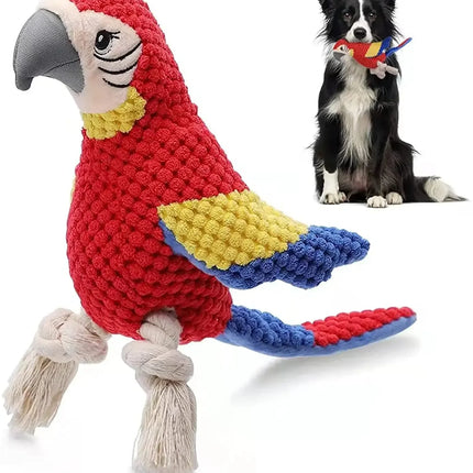 Indestructible Plush Parrot Dog Toy, Squeaky Stuffing for Small & Big Dogs, Durable Pet Supplies