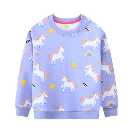 Jumping Meters Girls Long Sleeve Hooded Sweatshirts Rainbow Toddler Kids Shirts Autumn Spring Baby Clothing 2-7T